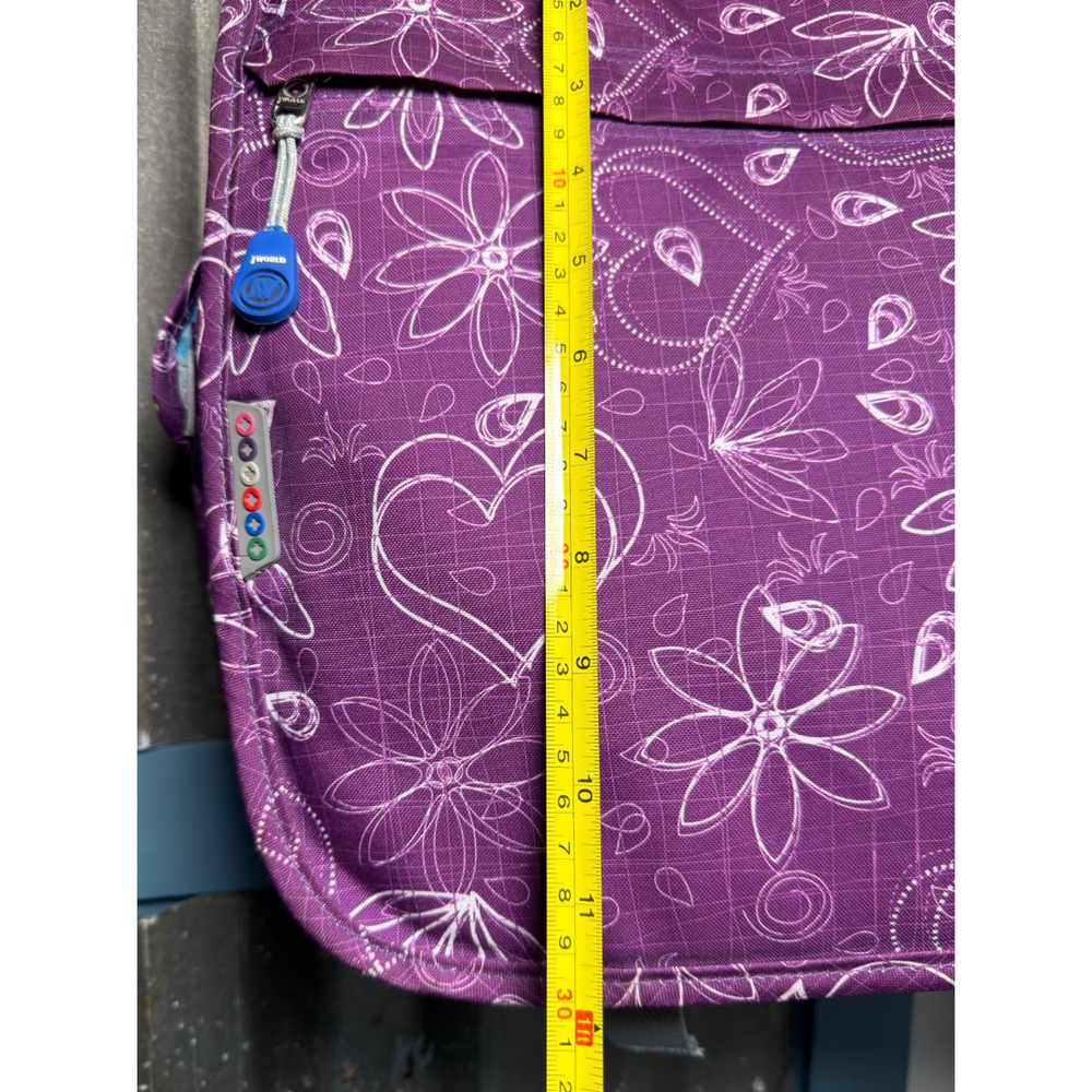 JWorld Thomas Purple Floral Heart Messenger Laptop Bag Crossbody School Commute - Picture 11 of 12